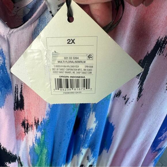 AVA & VIV mine Dress pastel colorful v-neck coastal spring Bohemian plus size - Picture 4 of 10